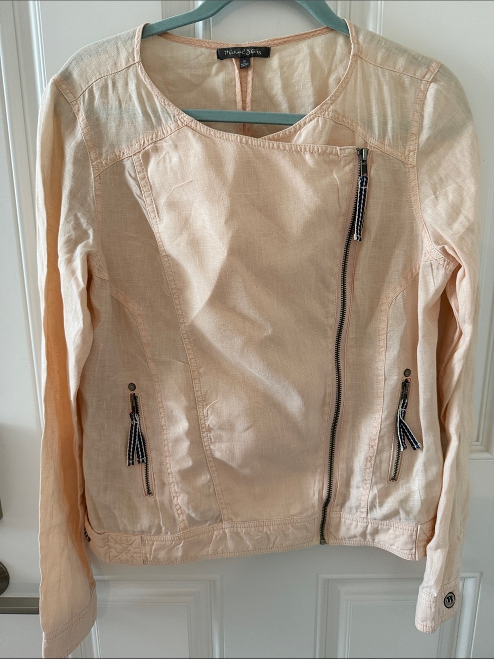 Michael Stars Peach Lightweight Asymmetric Zip Jacket